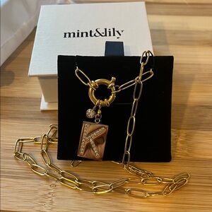 Mint & Lily "K” Necklace.. NWT
